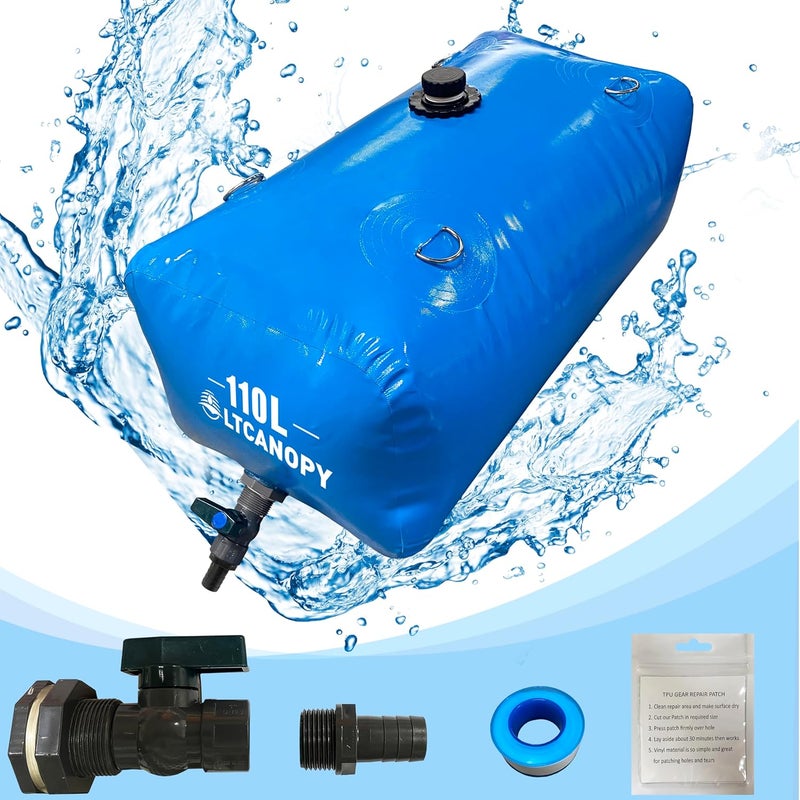 LTCANOPY 110L/30gal Water Storage Bladder Containers, Large Capacity Foldable Portable Water Tank,Drought Resistance Fire Protection Agricultural Irrigation Outdoor Emergency Water. - Image 1
